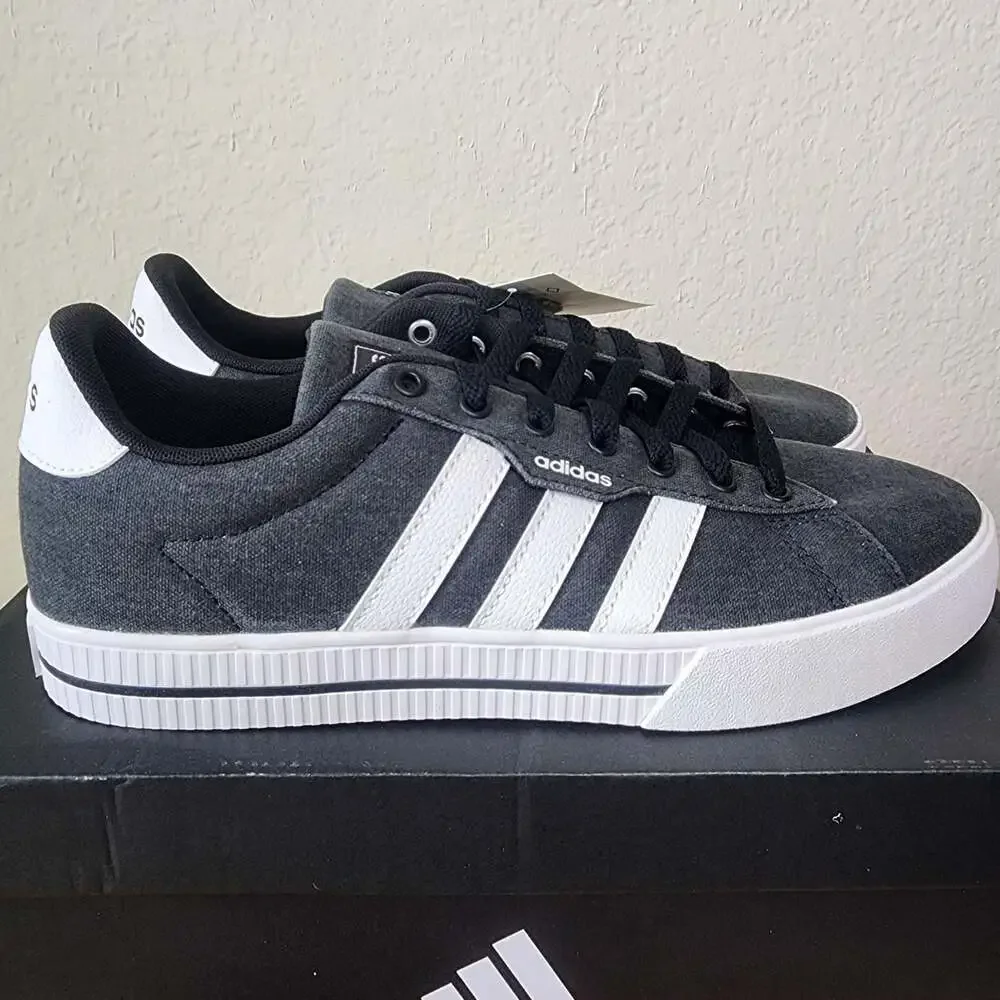 Adidas Daily 3.0 Shoes Mens Size 9.5 Gray White Skateboarding Sneakers FW7033